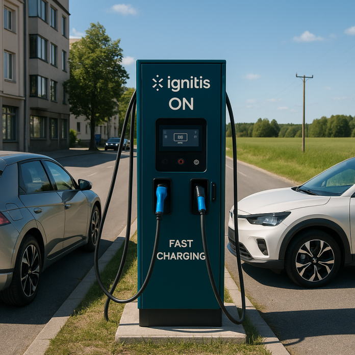 Ignitis ON elektrisõidukite kiirlaadija linnas ja maapiirkonnas Eestis